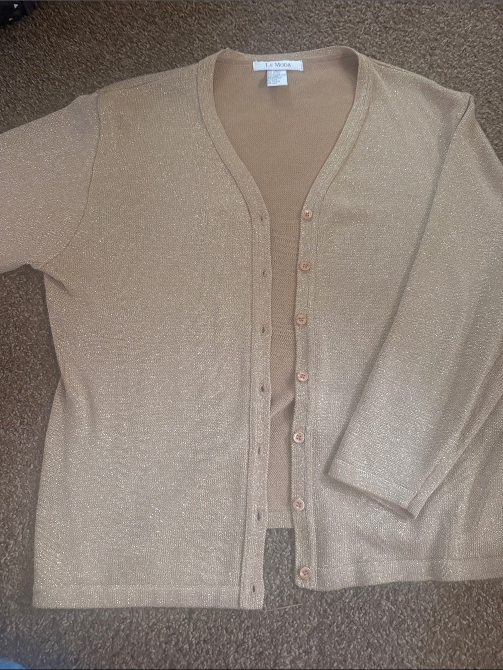 Moda Shimmery Beige Knit Cardigan